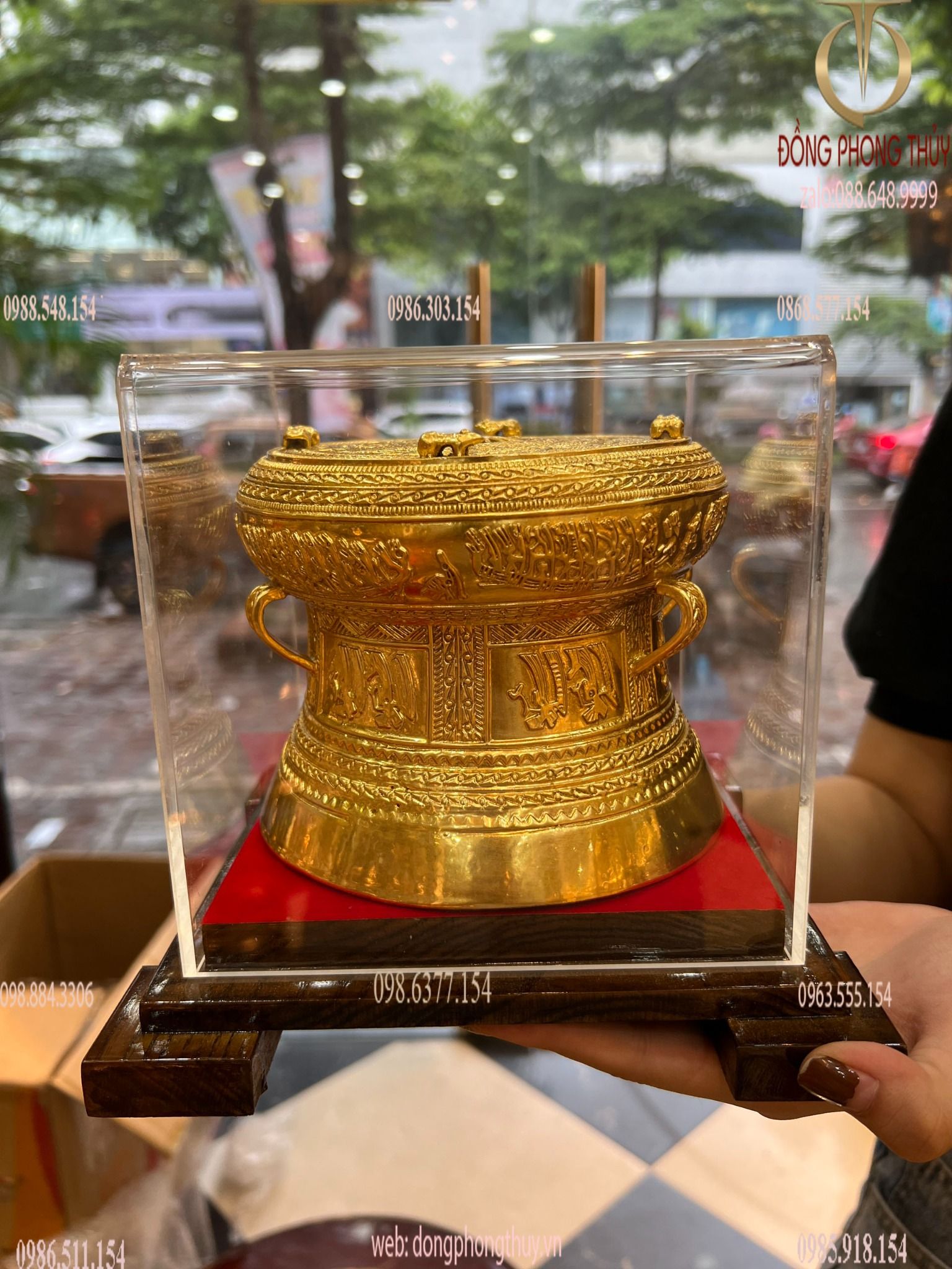 quả trống đồng dát vàng 24k