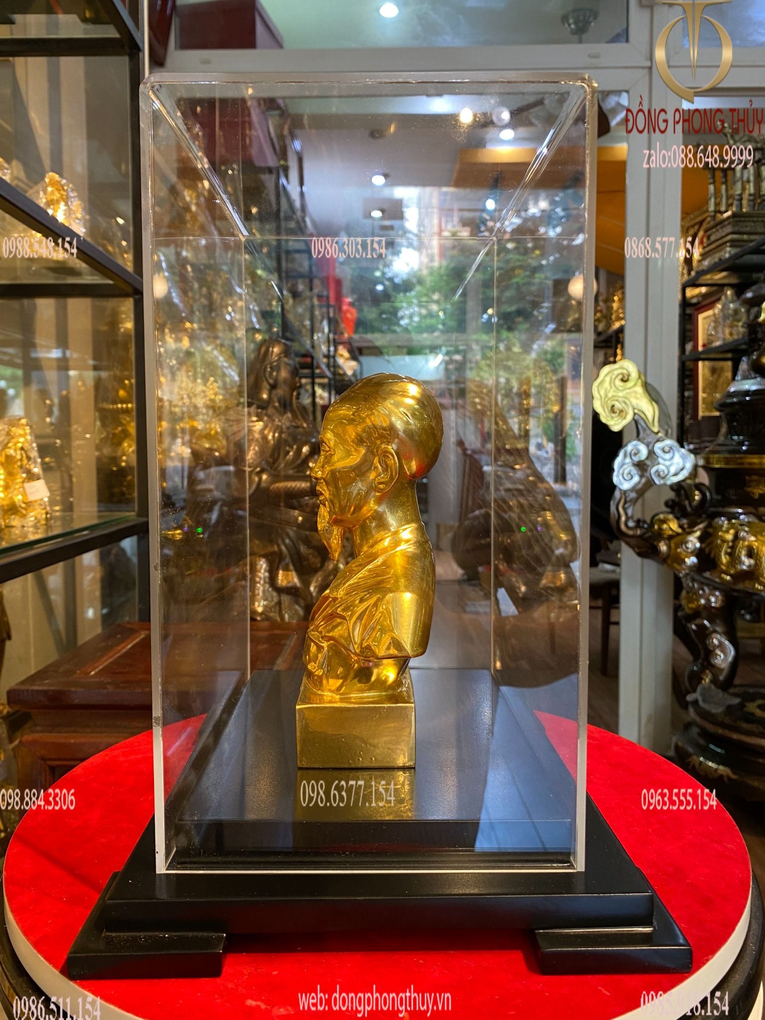 Tượng bác hồ 18cm bằng đồng dát vàng 24k