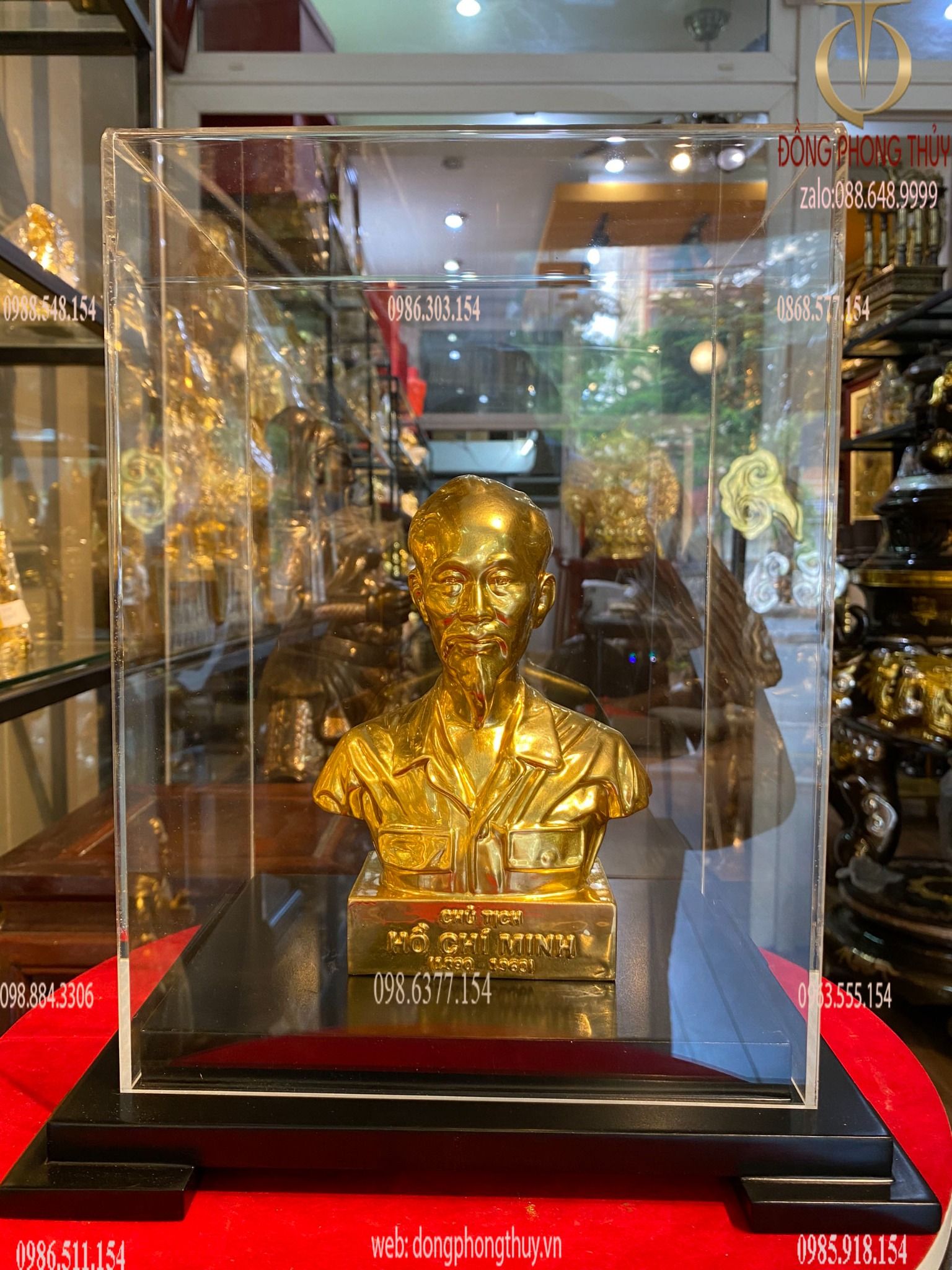 Tượng bác hồ 18cm bằng đồng dát vàng 24k