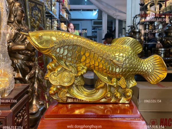 Tượng cá chép hóa rồng bằng đồng vàng