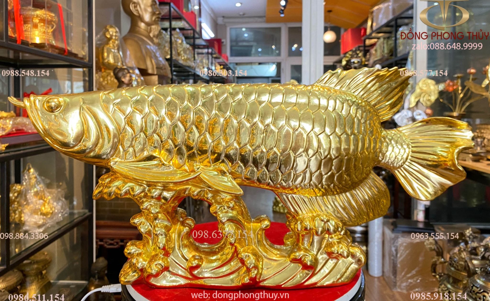 Tượng cá rồng kim long dát vàng 24k