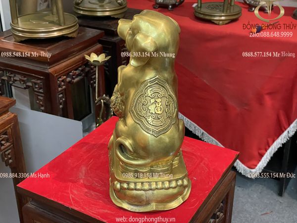 tượng chó phong thủy giáp tiền cỡ đại cao 28cm bằng đồng
