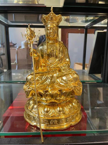 Tượng địa tạng vương dát vàng 24k cao 27cm