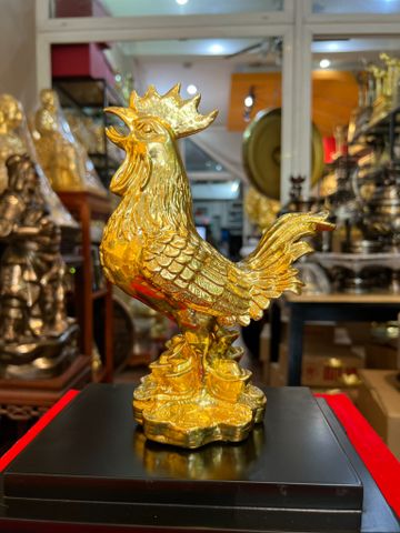 Tượng gà dát vàng 24k phong thủy bằng đồng
