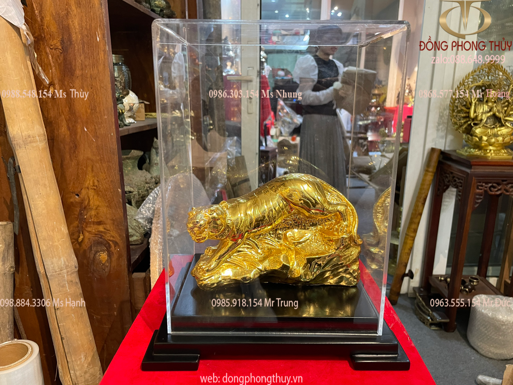 Tượng hổ mạ vàng bằng đồng - Quà tặng sếp