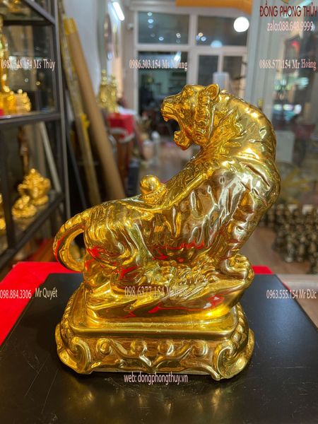 Tượng Hổ phong thủy thếp vàng 24k