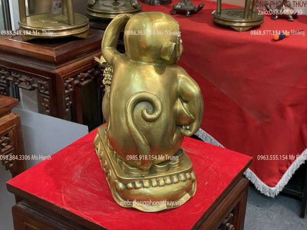 tượng khỉ phong thủy giáp tiền to cao 27cm