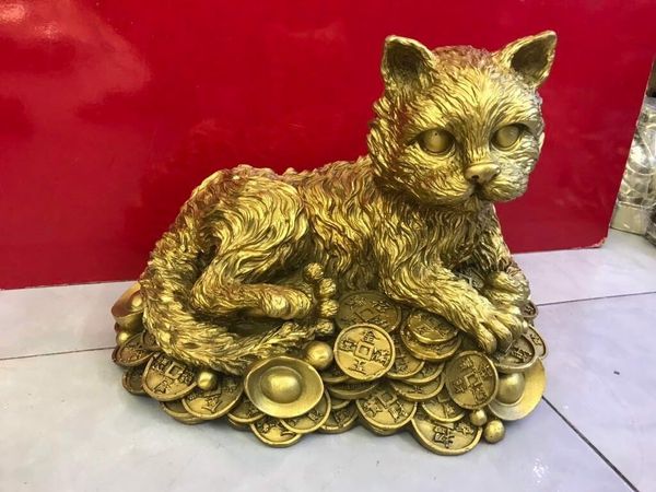 Mèo phong thủy bằng đồng 23cm