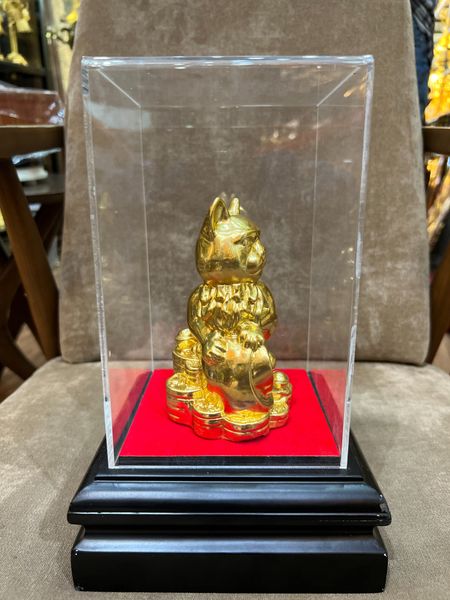 Quà tặng sếp tượng mèo phong thủy dát bằng đồng dát vàng 24k