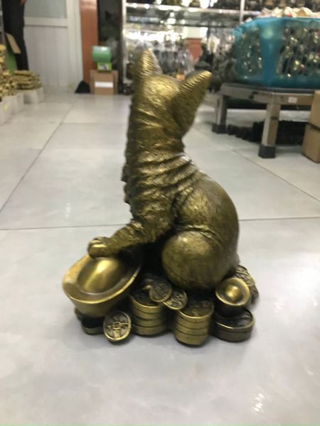 Mèo phong thủy bằng đồng 20cm
