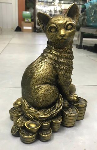 Mèo phong thủy bằng đồng 20cm