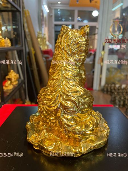 Tượng Mèo phong thủy thếp vàng 24k