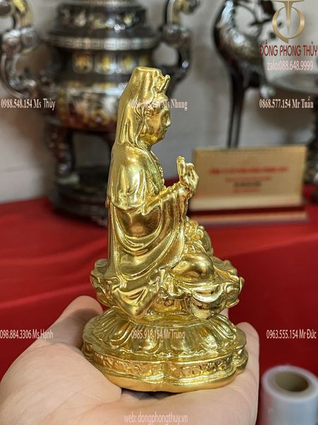 Tượng quan âm để xe ô tô dát vàng 24k