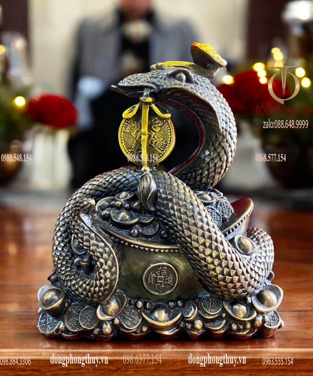 Tượng rắn phong thủy bằng đồng