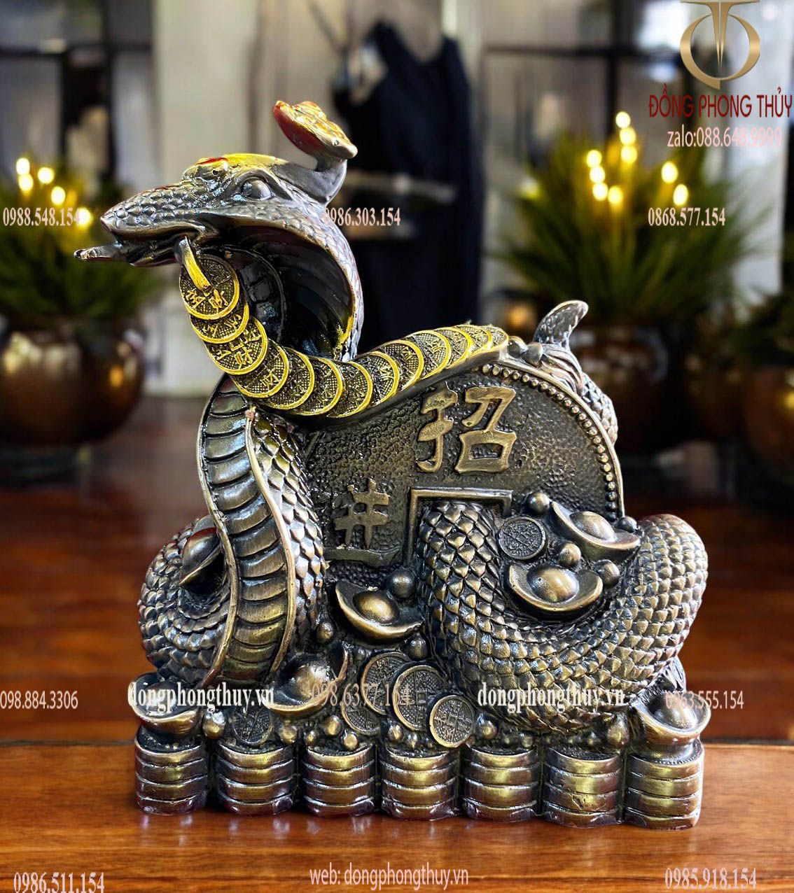 Tượng rắn phong thủy bằng đồng