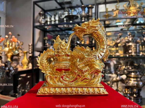 Tượng rồng mạ vàng 24k hũ tiền