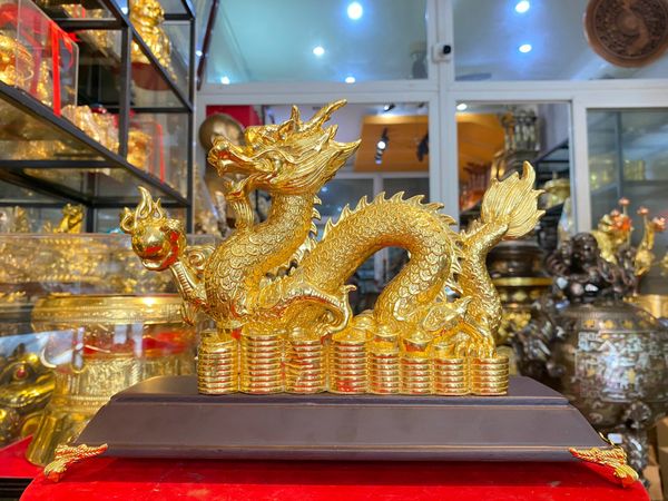 Tượng rồng  vẩy tiền mạ vàng 24k