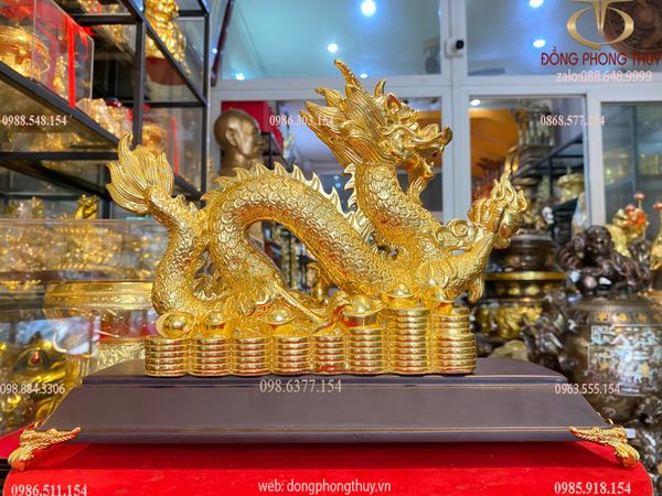 Tượng rồng  vẩy tiền mạ vàng 24k