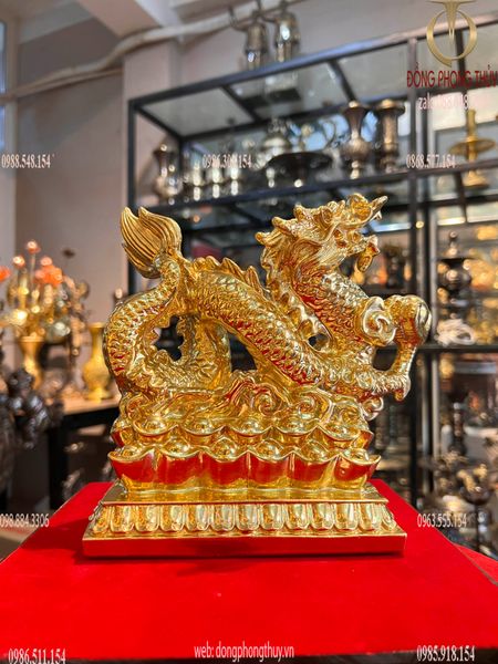 Tượng rồng tiến mạ vàng 24k