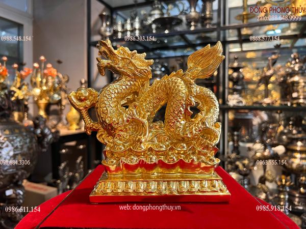 Tượng rồng tiến mạ vàng 24k