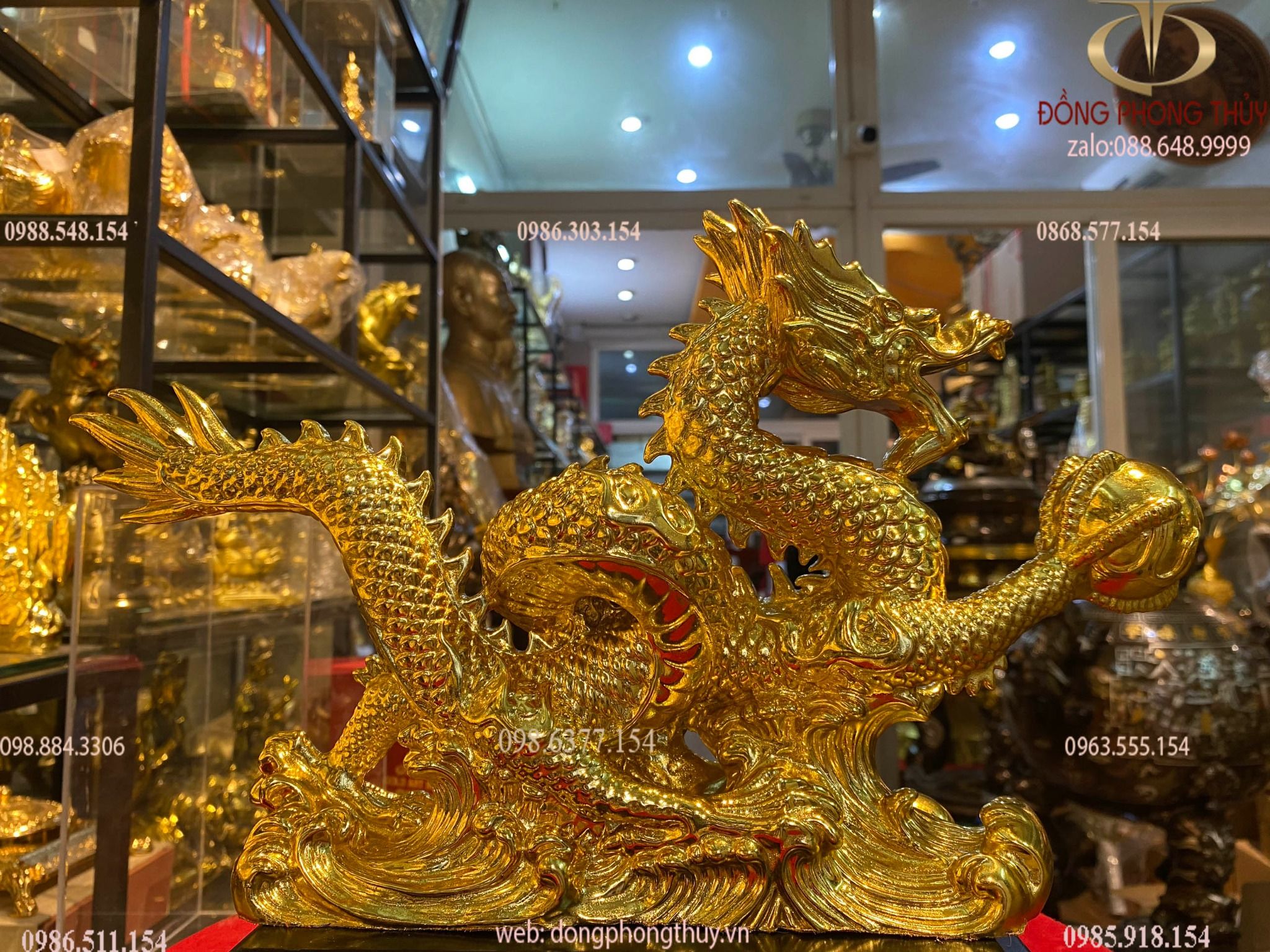Tượng rồng cao 36 dài 58cm dát vàng 24k