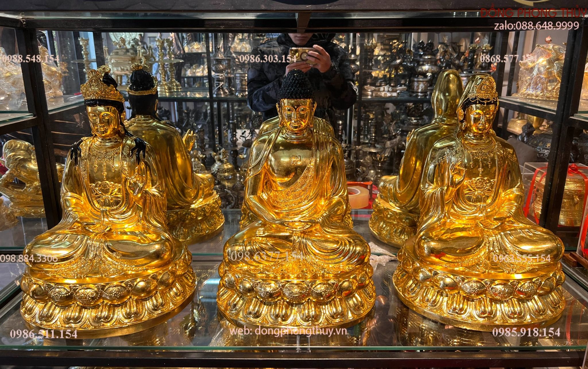 Tượng tam thánh Phật dát vàng