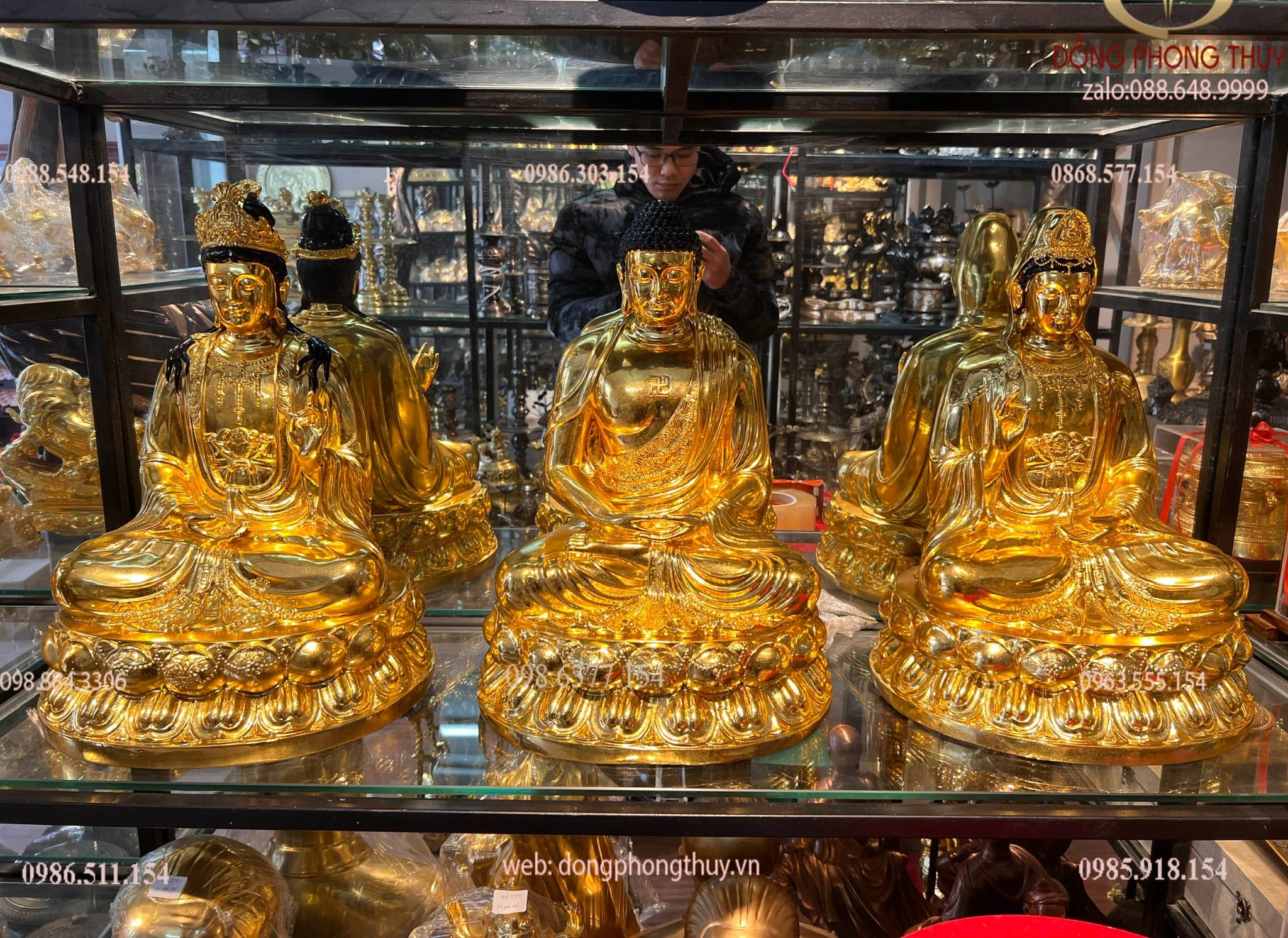Tượng tam thánh Phật dát vàng