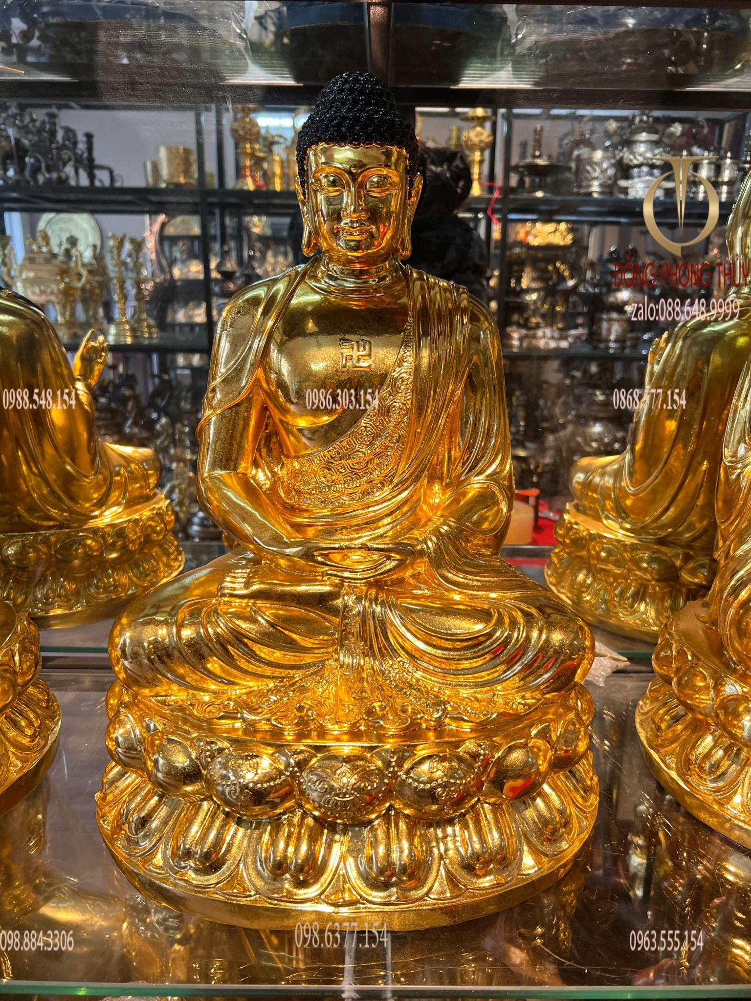 Tượng tam thánh Phật dát vàng