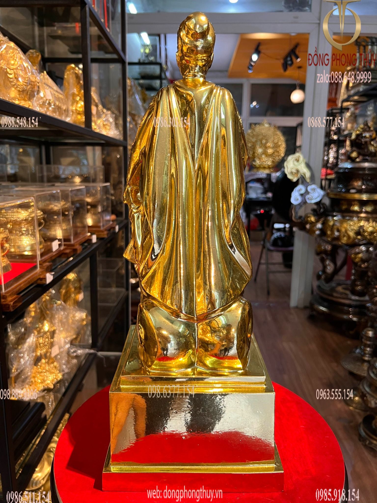 Tượng Trần Hưng Đạo 50cm đồng đỏ dát vàng