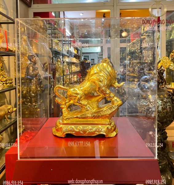 Tượng Trâu phong thủy mạ vàng 24k