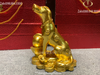 Tượng chó phong thủy bằng đồng phủ vàng ròng 9999 cao 17,5 ngang 14,5 sâu 10 nặng 1,1 kg