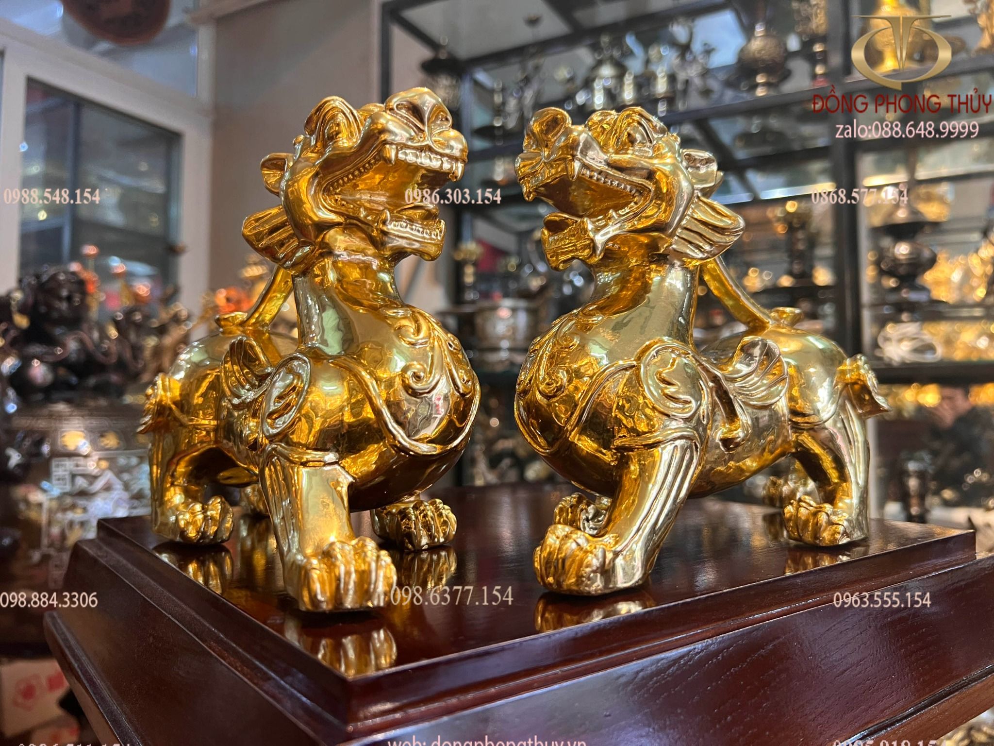 Đôi Tỳ hưu bằng đồng dát vàng 24k