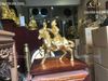 Tượng khỉ cưỡi ngựa Mã Thượng Phong Hầu bằng đồng thếp vàng 24k