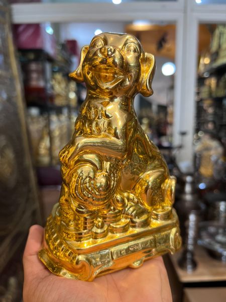 Tượng chó phong thủy bằng đồng dát vàng 24k
