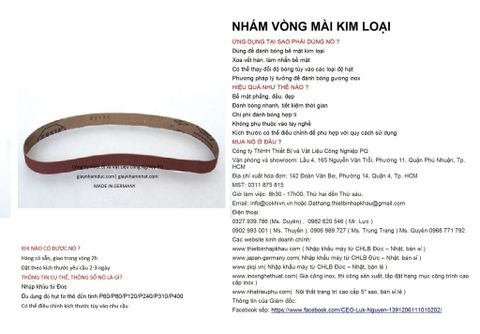  Bộ 10 cái giấy nhám vòng CHLB Đức PQ ® 151XP, mài bóng kim loại hạt Aluminum Oxide Closed Coat , quy cách 25 mm x 760mm ( 25x760 mm ) độ hạt P120, 10 cái / hộp, mã Code PQ 3.10.511.2189 