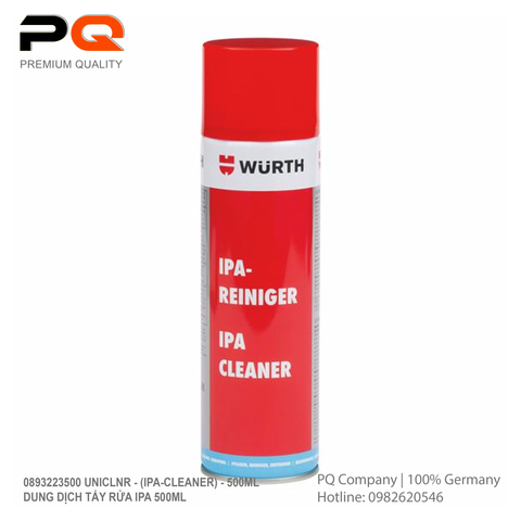  Thùng 12 chai Dung dịch tẩy rửa IPA 500ml | 0893223500 UNICLNR - (IPA-CLEANER) - 500ML | Wurth | Made in Germany | Code 3.10.400.1006 