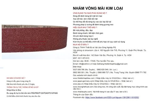  Bộ 10 cái giấy nhám vòng CHLB Đức PQ ® 151XP, mài bóng kim loại hạt  Aluminum Oxide Closed Coat Sanding , quy cách 50mm x 915 mm ( 50x915 mm ) độ hạt P36, 10 cái / hộp, mã Code PQ 3.10.511.2367 