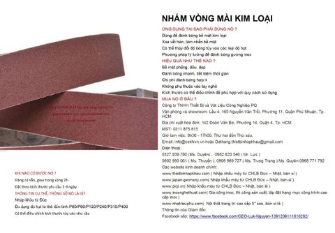  Bộ 10 cái giấy nhám vòng CHLB Đức PQ ® 151XP, mài bóng kim loại hạt  Aluminum Oxide Closed Coat Sanding , quy cách 50mm x 915 mm ( 50x915 mm ) độ hạt P60, 10 cái / hộp, mã Code PQ 3.10.511.2369 