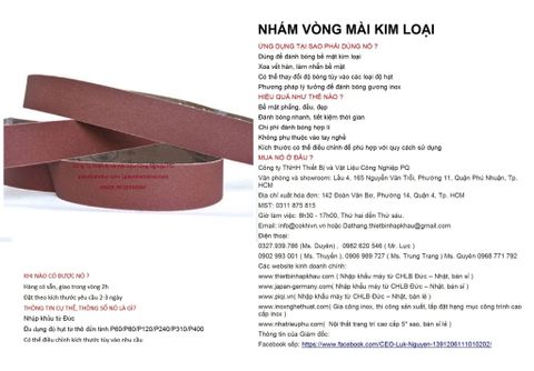  Bộ 10 cái giấy nhám vòng CHLB Đức PQ ® 151XP, mài bóng kim loại hạt  Aluminum Oxide Closed Coat Sanding , quy cách 50mm x 915 mm ( 50x915 mm ) độ hạt P80, 10 cái / hộp, mã Code PQ 3.10.511.2370 