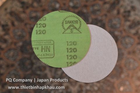  Nhám dĩa HN mặt lưng có lông dính, Hộp 100 tờ; Qui cách 125mm x không lỗ; Độ hạt P120. Code: 3.10.530.0016 | www.thietbinhapkhau.com | Công ty PQ 
