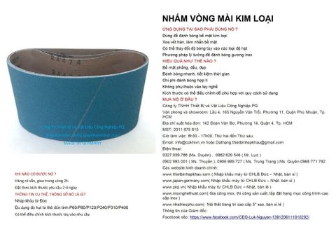  Bộ 10 cái giấy nhám vòng CHLB Đức PQ ® 151XP, mài bóng kim loại hạt  Zirconia Cloth, quy cách 90mm x 395 mm ( 90x395 mm ) độ hạt P24, 10 cái / hộp, mã Code PQ 3.10.511.2691 