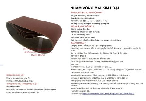  Bộ 10 cái giấy nhám vòng CHLB Đức PQ ® 151XP, mài bóng kim loại , quy cách 100 mm x 915 mm ( 100x915 mm ) độ hạt P3000, 10 cái / hộp, mã Code PQ 3.10.511.2177 