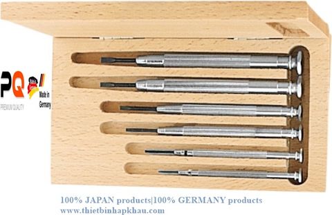  Bộ tua vít 6 mẫu trong hộp gỗ (Watchmaker’s screwdriver set, 6-piece in a wooden case). Code: 3.04.400.0308| www.thietbinhapkhau.com | Công ty PQ 