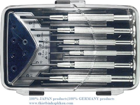  Bộ tua vít 6 mẫu cho đầu khe và ốc vít Phillips  (Watchmaker’s screwdriver set, 6-piece for slot-head and Phillips screws). Code: 3.04.400.0300 | www.thietbinhapkhau.com | Công ty PQ 