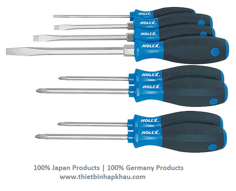  Bộ 8 tuốc nơ vít, đầu cắm Phillips và Pozidriv 4/2/2. Screwdriver set, 8-piece Slot-head Phillips and Pozidriv 4/2/2. Code: 3.10.400.0176 | www.thietbinhapkhau.com | Công ty PQ 