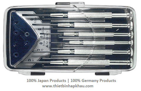  Bộ tua vít 6 mẫu cho đầu slot và đinh vít Phillips (Watchmaker’s screwdriver set, 6-piece for slot-head and Phillips screws). Code: 3.10.400.0180 | www.thietbinhapkhau.com | Công ty PQ 