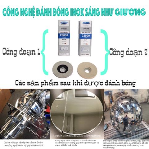  Bộ sản phẩm đánh bóng nhanh chỉ cần qua hai công đoạn cho máy mài cầm tay, đánh bóng inox sáng như gương  Code  PQ 3.10.301.10101 