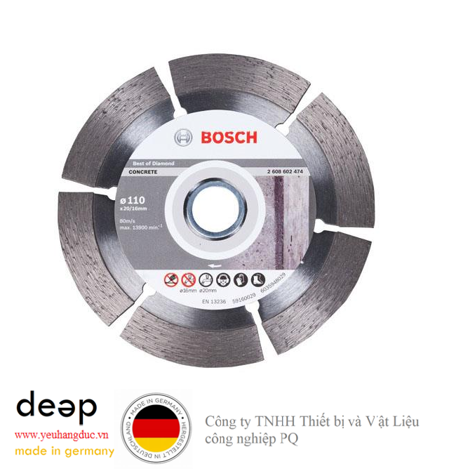 Đĩa cắt bê tông Bosch 110x20x12mm - 2608602474   Piqi3 | Www.Thietbinhapkhau.Com | Công Ty PQ 