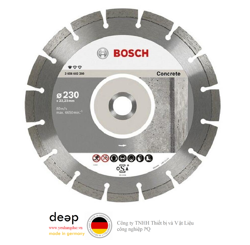 Đĩa cắt bê tông Bosch 230x22.2x10mm - 2608602200   Piqi3 | Www.Thietbinhapkhau.Com | Công Ty PQ 
