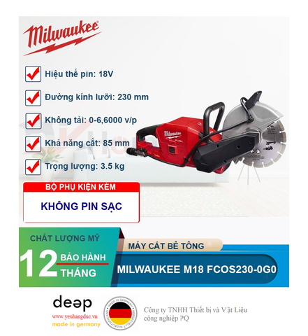  Máy cắt bê tông Milwaukee M18 FCOS230-0G0   Piqi4 | Www.Thietbinhapkhau.Com | Công Ty PQ 